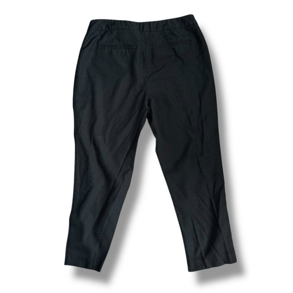 Chico's Size 2 Large Black Micro Dot Cropped Ankle Dress Pants Zipper Detail - Picture 2 of 6